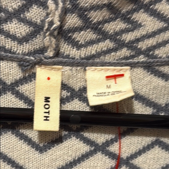 Moth Medium Cowled Galena Pullover Geometric Patterned Gray Sweater Alpaca Blend - Picture 6 of 10